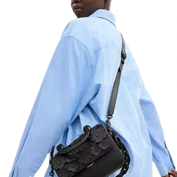 Coach Rogue Top Handle With Tea Rose Glovetanned Leather/Matte Black/Black NWT - Picture 9 of 16